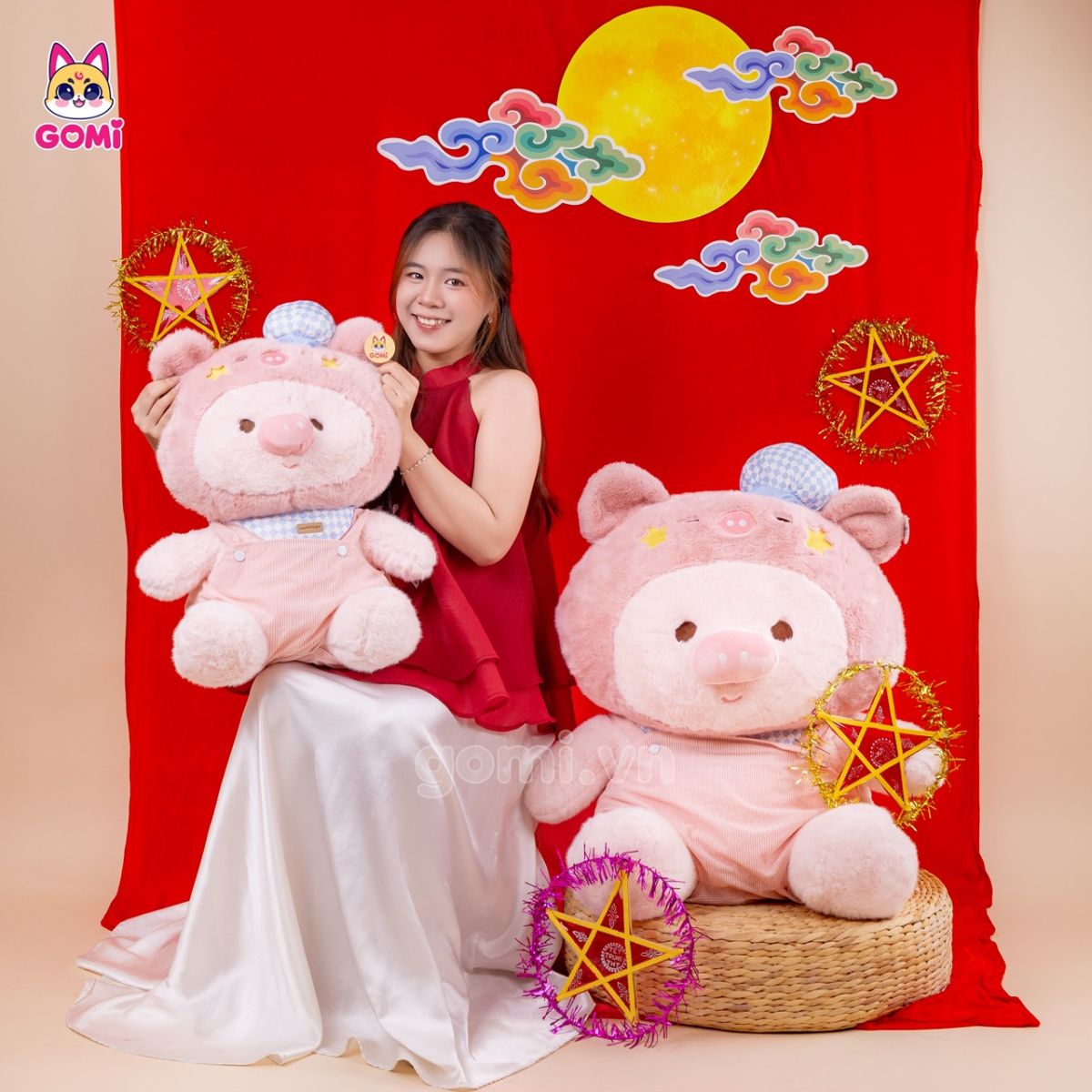 Gấu Bông Heo Quàng Khăn Happy Day
