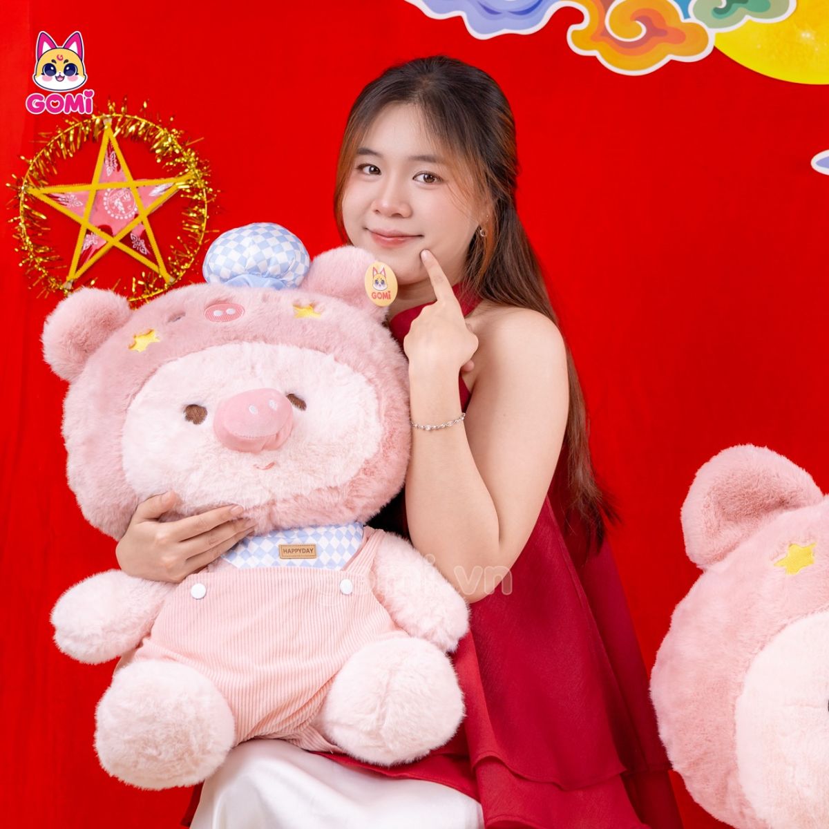 Gấu Bông Heo Quàng Khăn Happy Day