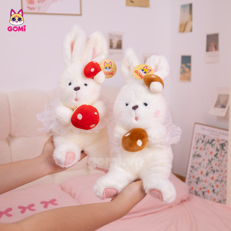 Gấu Bông Thỏ Ôm Nấm Váy Ren