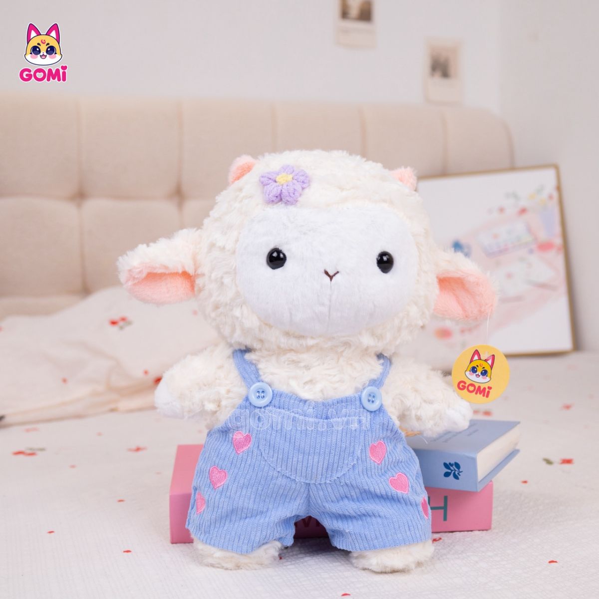 Gấu Bông Cừu Cài Hoa Yếm