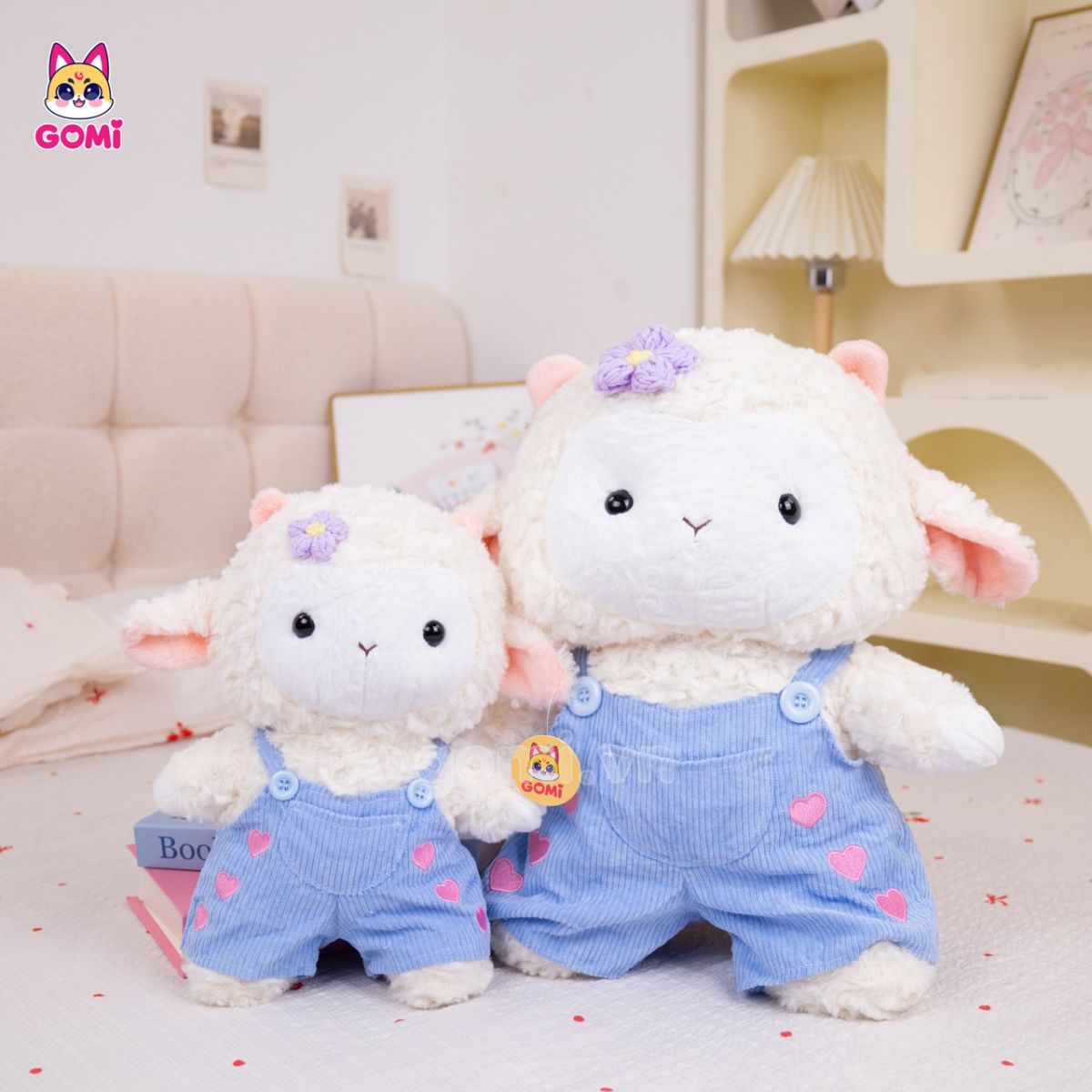 Gấu Bông Cừu Cài Hoa Yếm