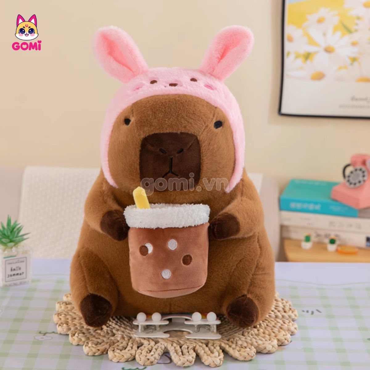 Capybara Ôm Trà Sữa Cosplay