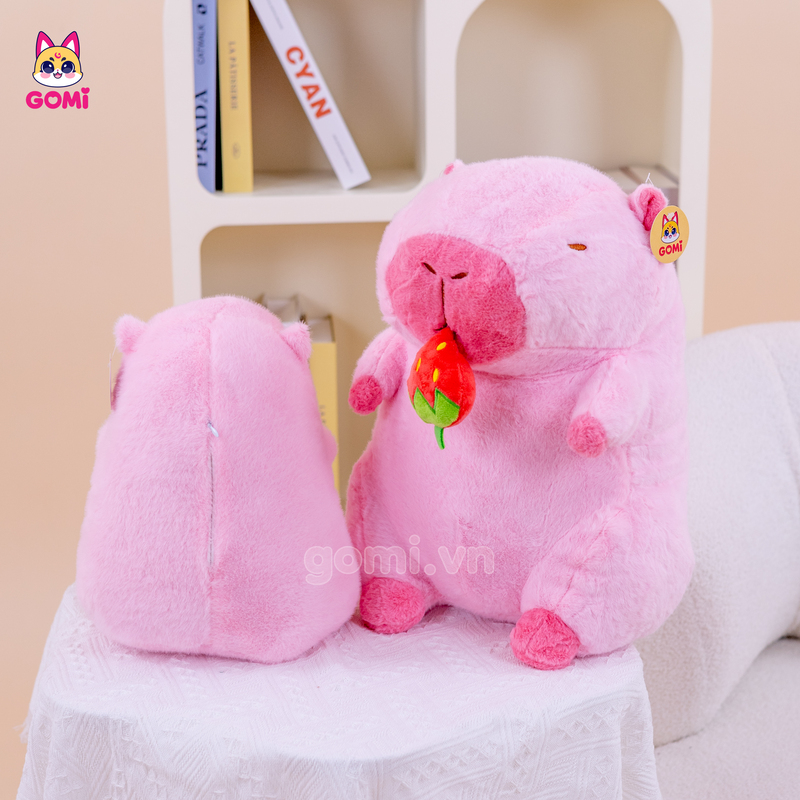Gấu Bông Capybara Hồng Rút Dâu