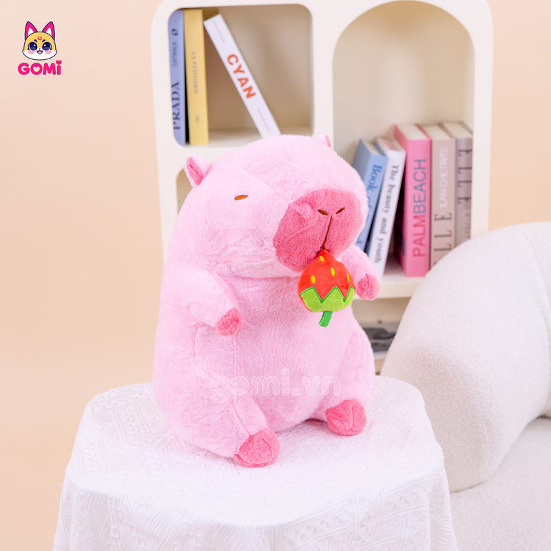 Gấu Bông Capybara Hồng Rút Dâu