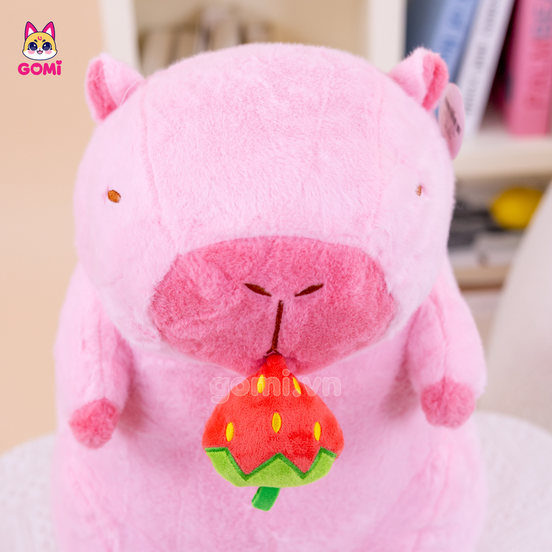 Gấu Bông Capybara Hồng Rút Dâu