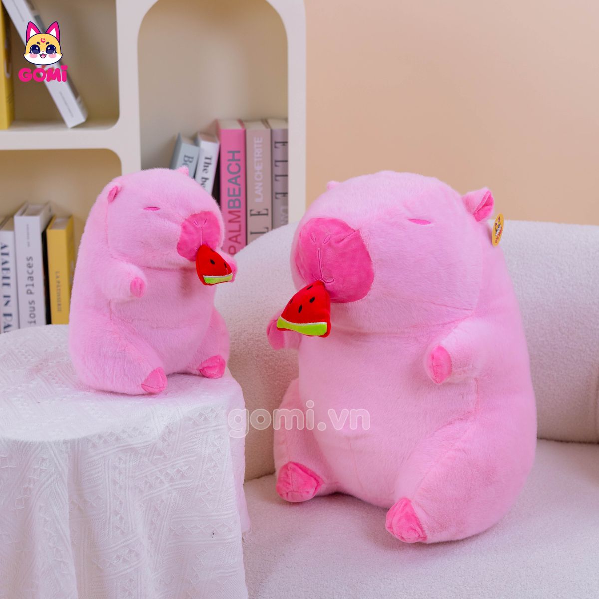 Gấu Bông Capybara Hồng Rút Dưa Hấu