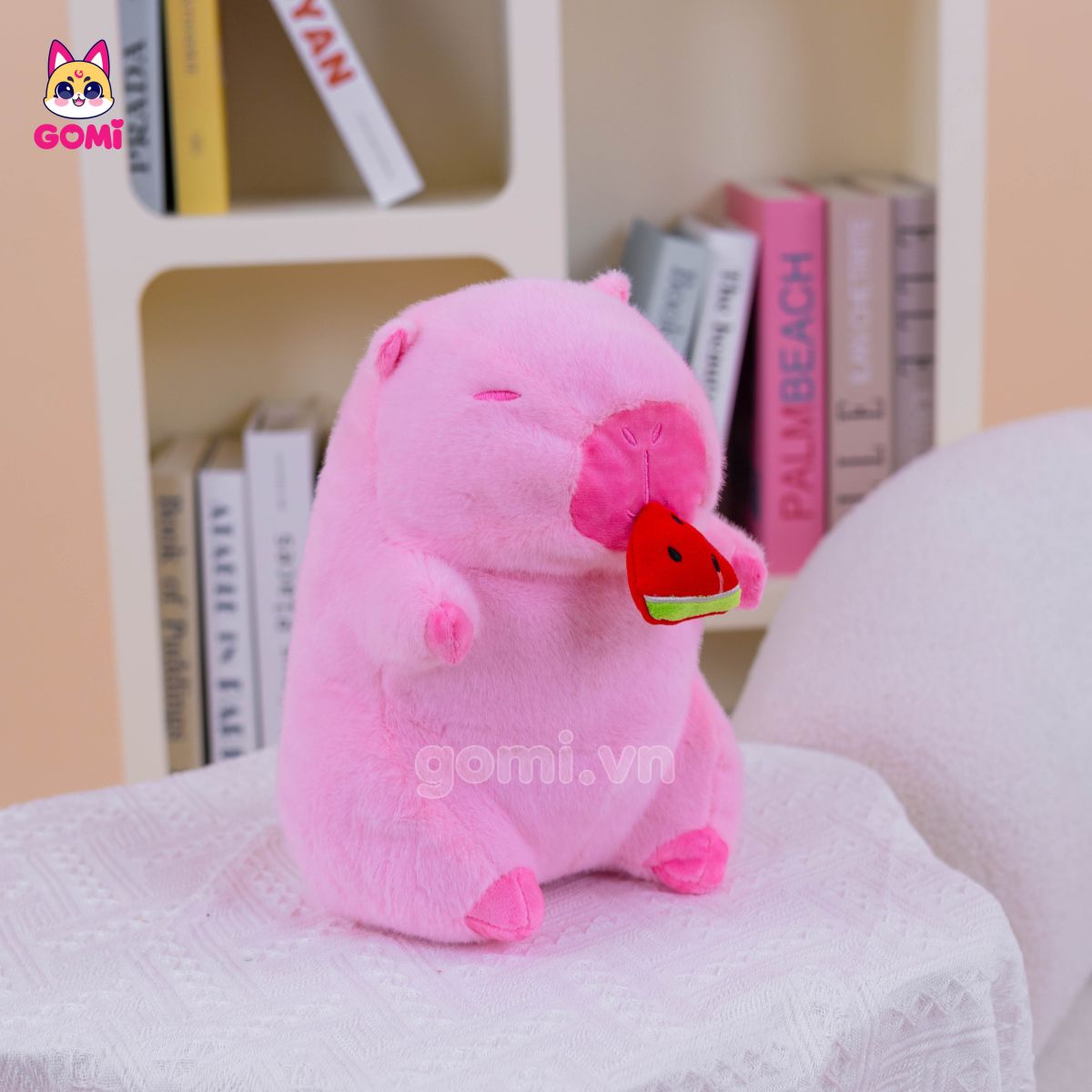 Gấu Bông Capybara Hồng Rút Dưa Hấu