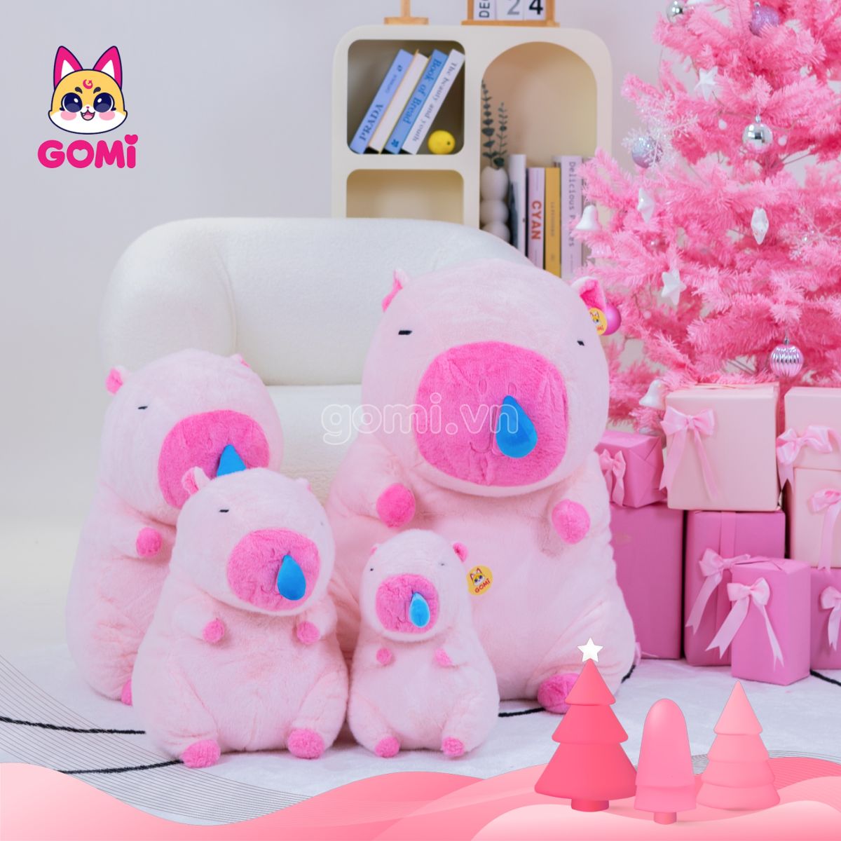Gấu Bông Capybara Nước Mũi Hồng