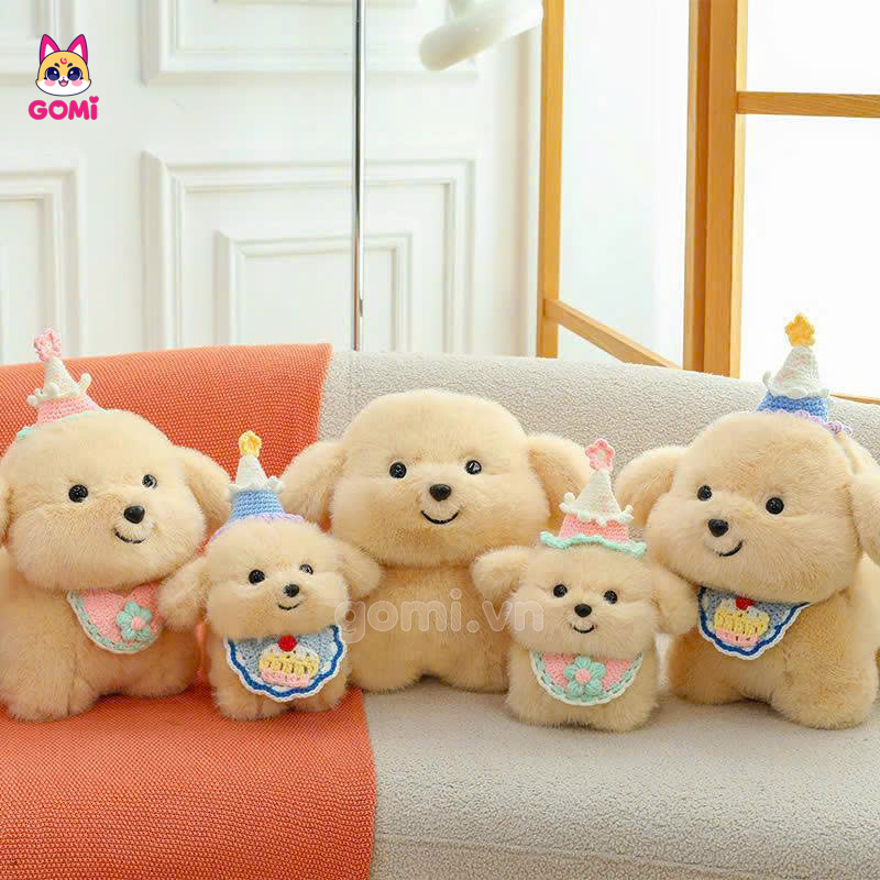 Gấu Bông Chó Đội Mũ Sinh Nhật