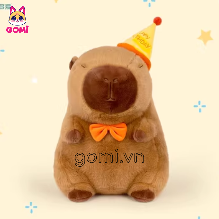 Gối Mền Capybara Đội Mũ Happy Brithday