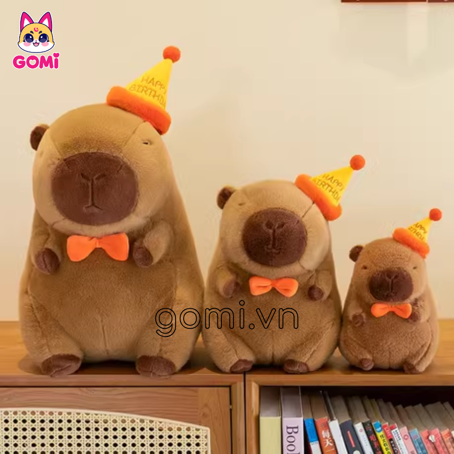 Gối Mền Capybara Đội Mũ Happy Brithday