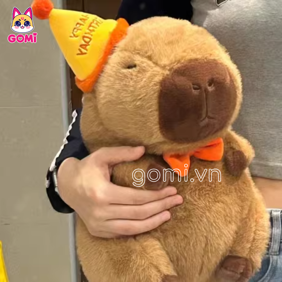 Gối Mền Capybara Đội Mũ Happy Brithday