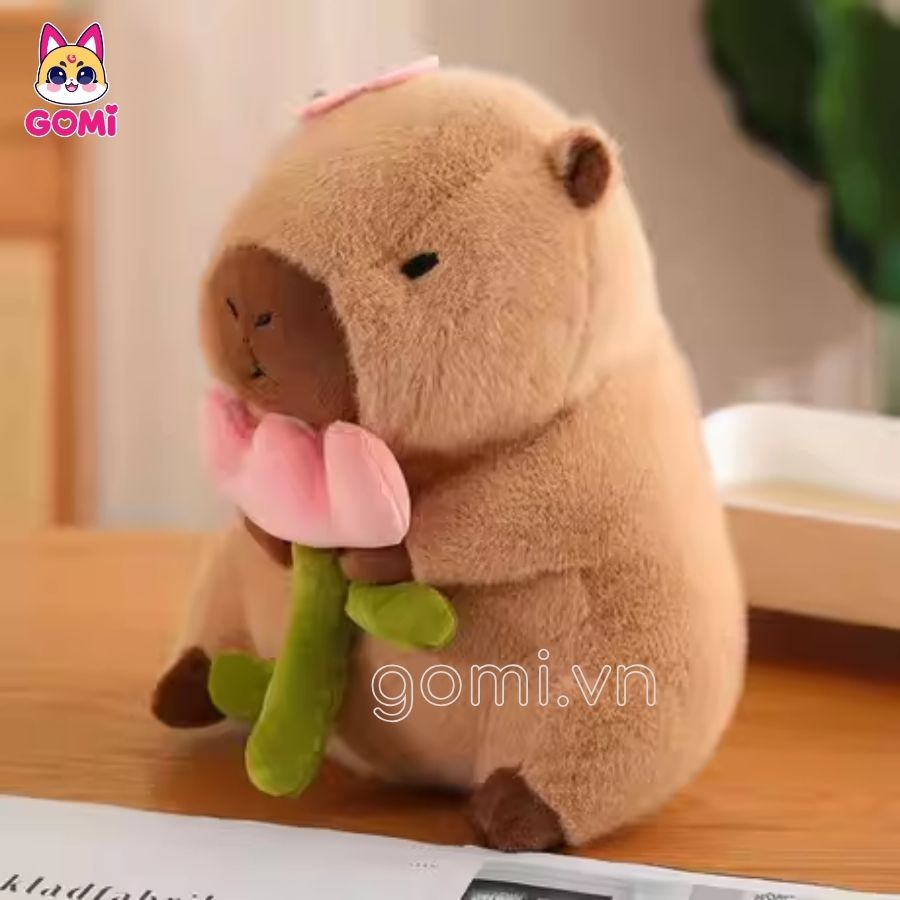 Gối Mền Capybara Ôm Hoa