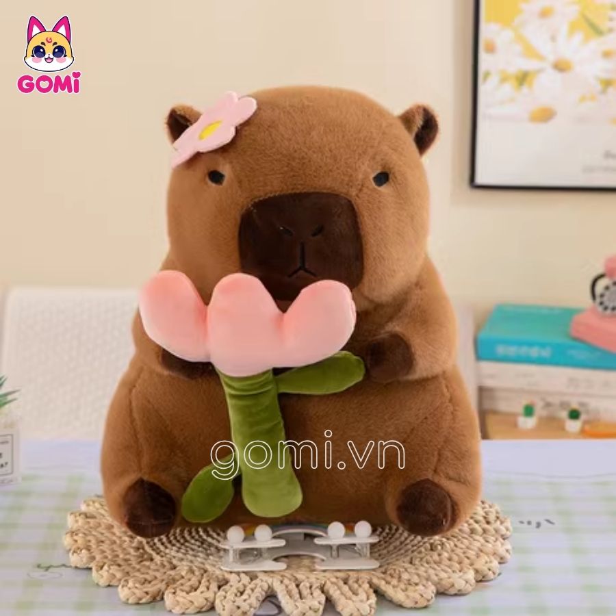 Gối Mền Capybara Ôm Hoa