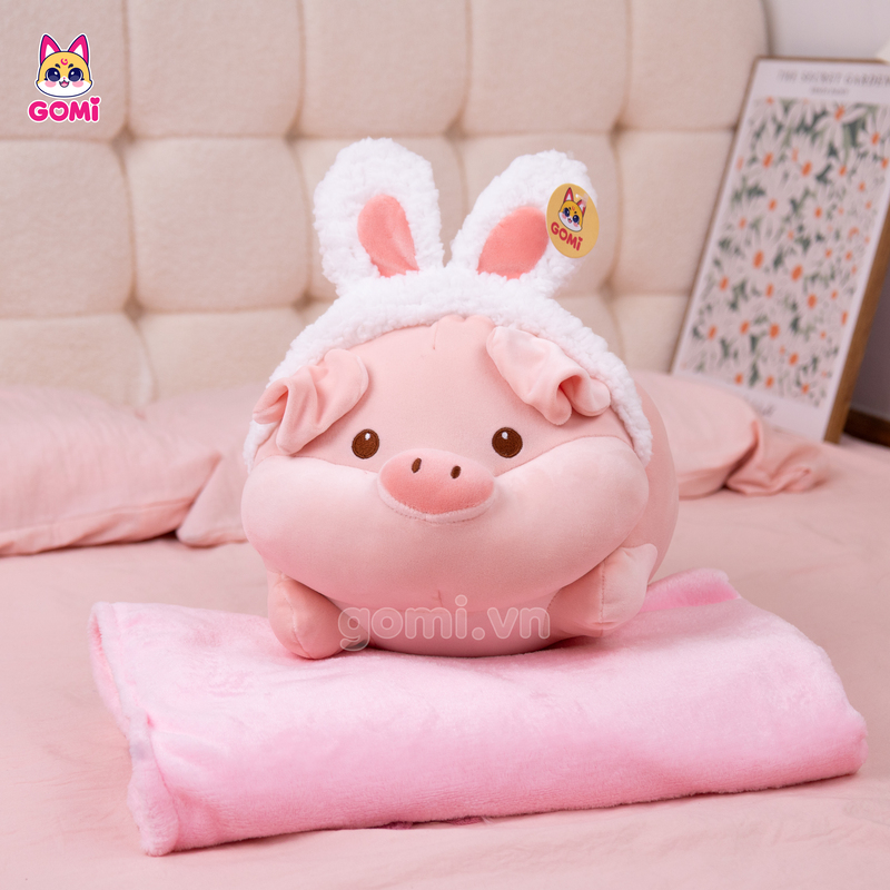 Gấu Bông Gối Mền Heo Nằm Tai Thú