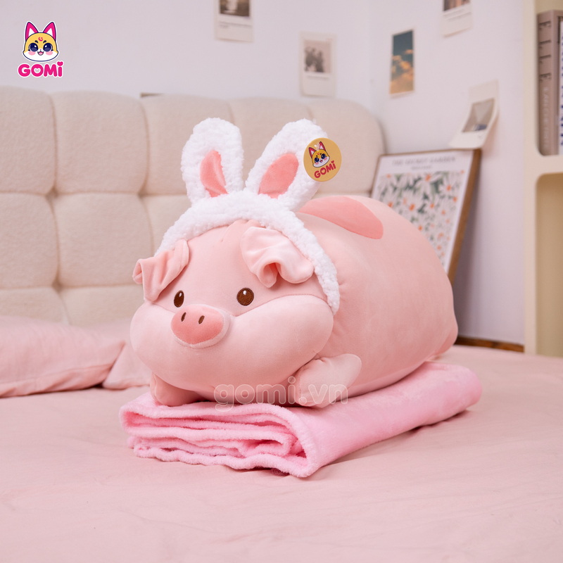 Gấu Bông Gối Mền Heo Nằm Tai Thú