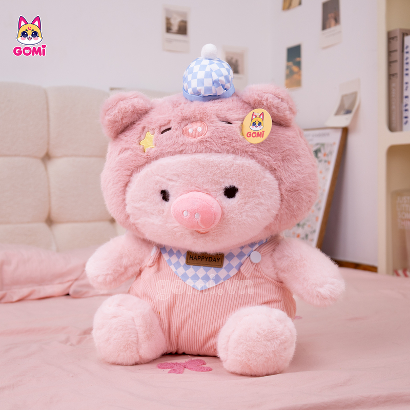 Gấu Bông Gối Mền Heo Yếm Happy