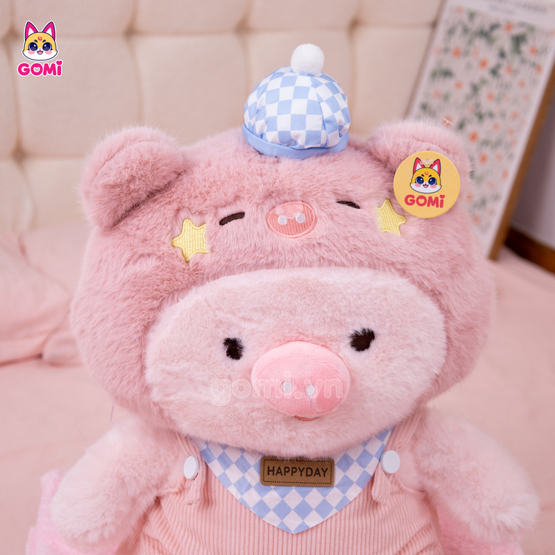Gấu Bông Gối Mền Heo Yếm Happy