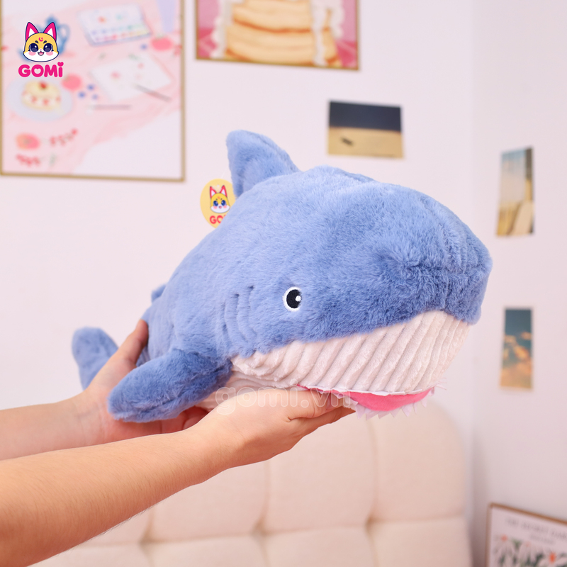 Gấu Bông Gối Ôm Cá Mập Miệng Hồng