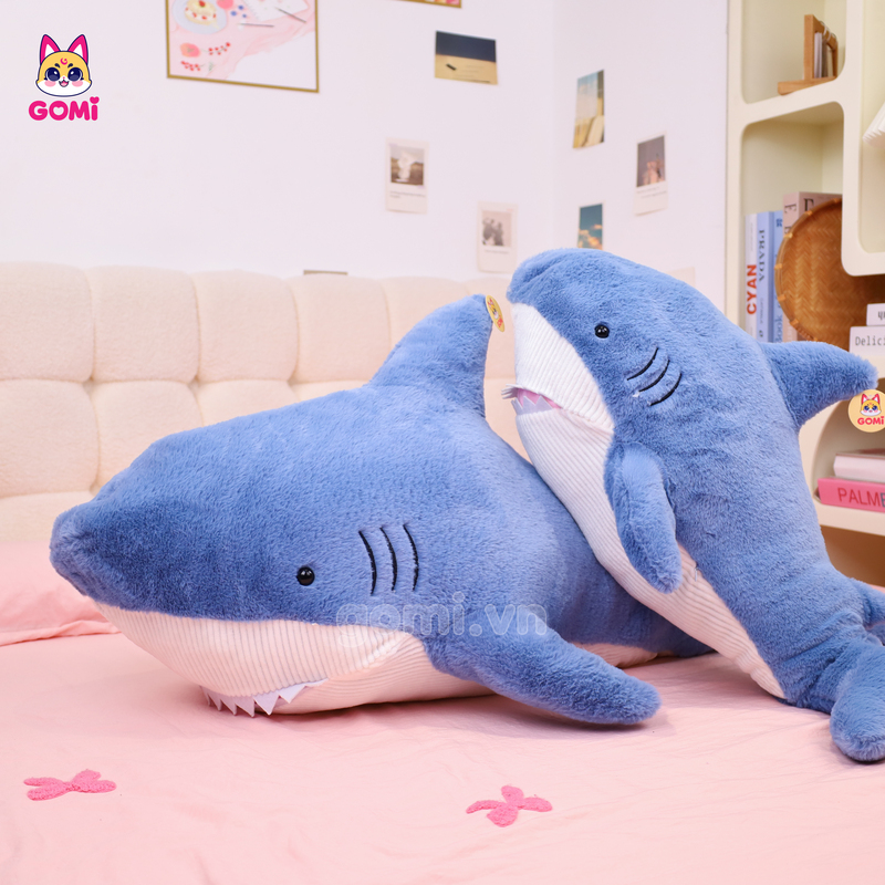 Gấu Bông Gối Ôm Cá Mập Miệng Hồng