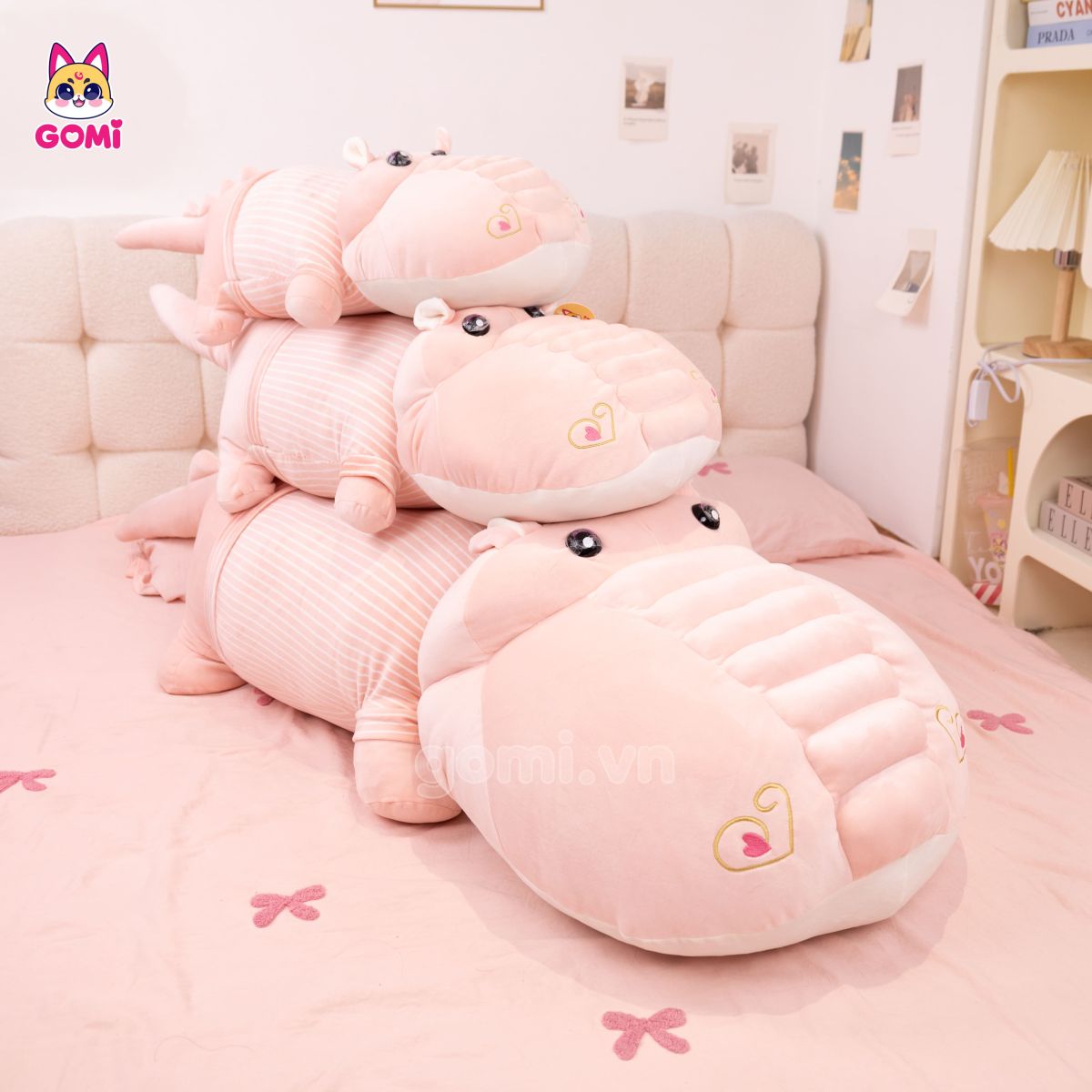 Gấu Bông Cá Sấu Mềm Áo Kẻ