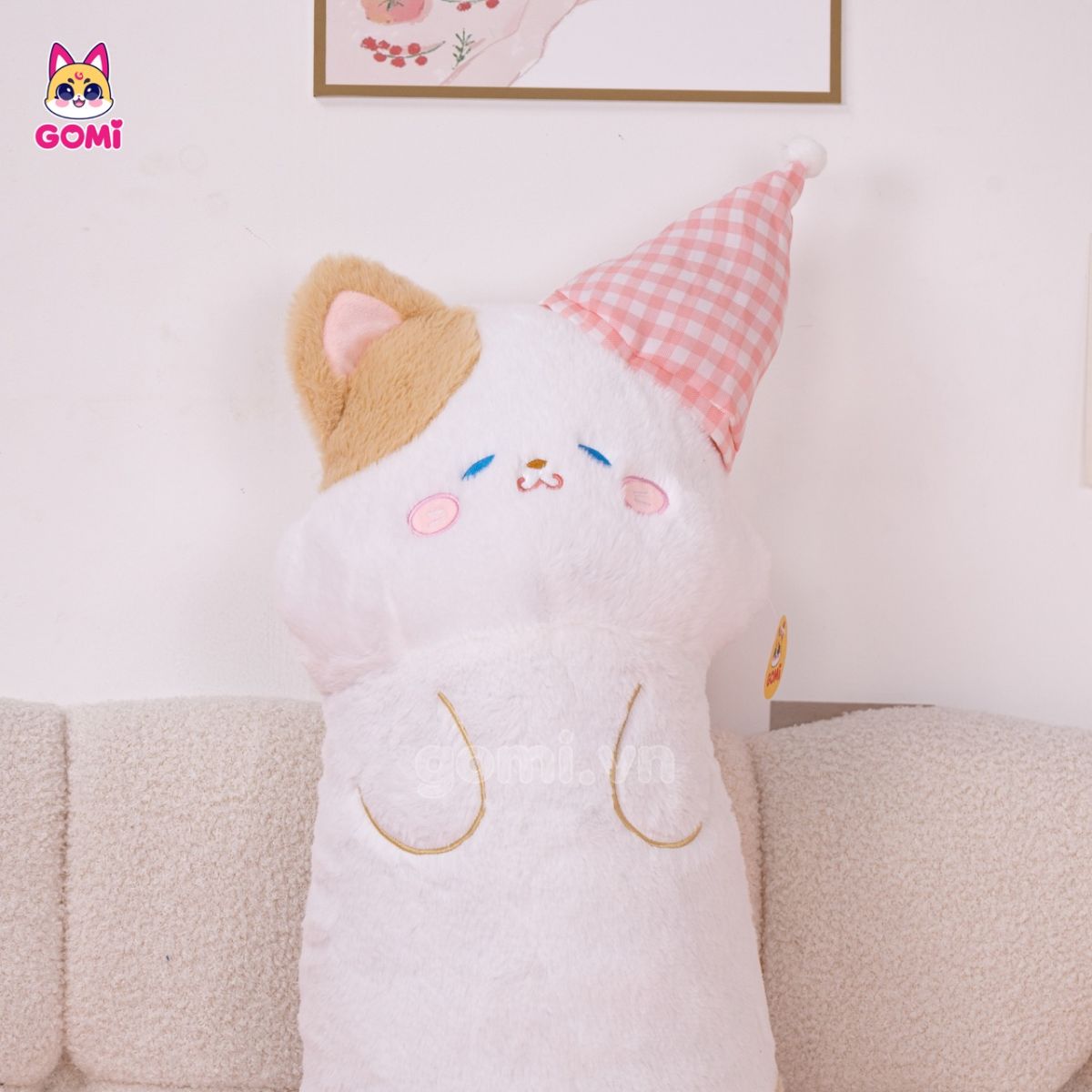 Gấu Bông Gối Ôm Mèo Đội Nón Ngủ