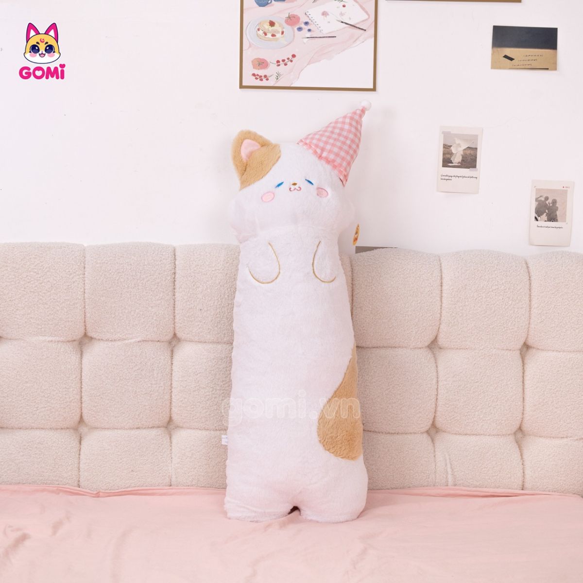 Gấu Bông Gối Ôm Mèo Đội Nón Ngủ