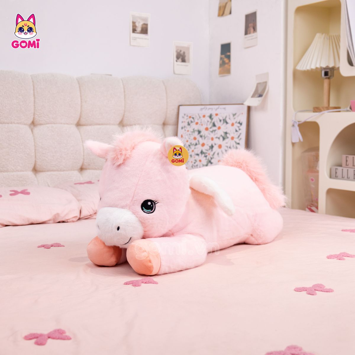 Gấu Bông Ngựa Hồng Cánh Trắng
