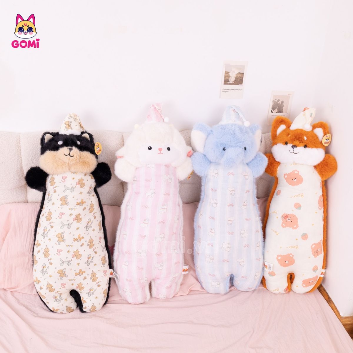 Gấu Bông Gối Ôm Thú Đội Nón Ngủ