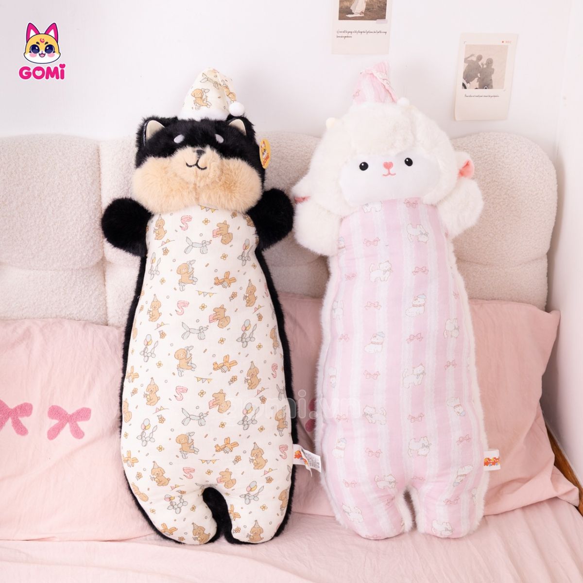 Gấu Bông Gối Ôm Thú Đội Nón Ngủ