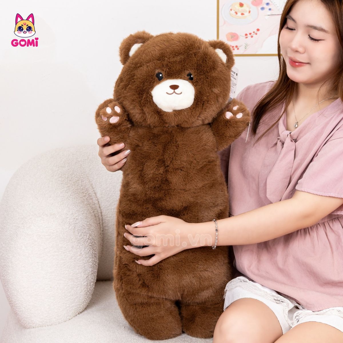 Gấu Bông Gối Ôm Thú Đứng Giơ Tay