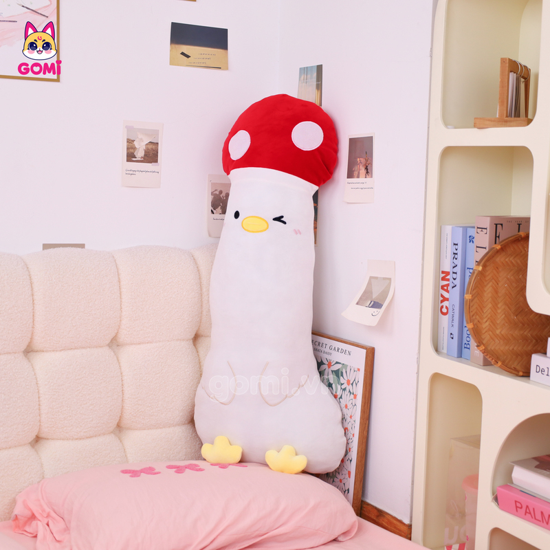 Gấu Bông Gối Ôm Vịt Nấm Đỏ