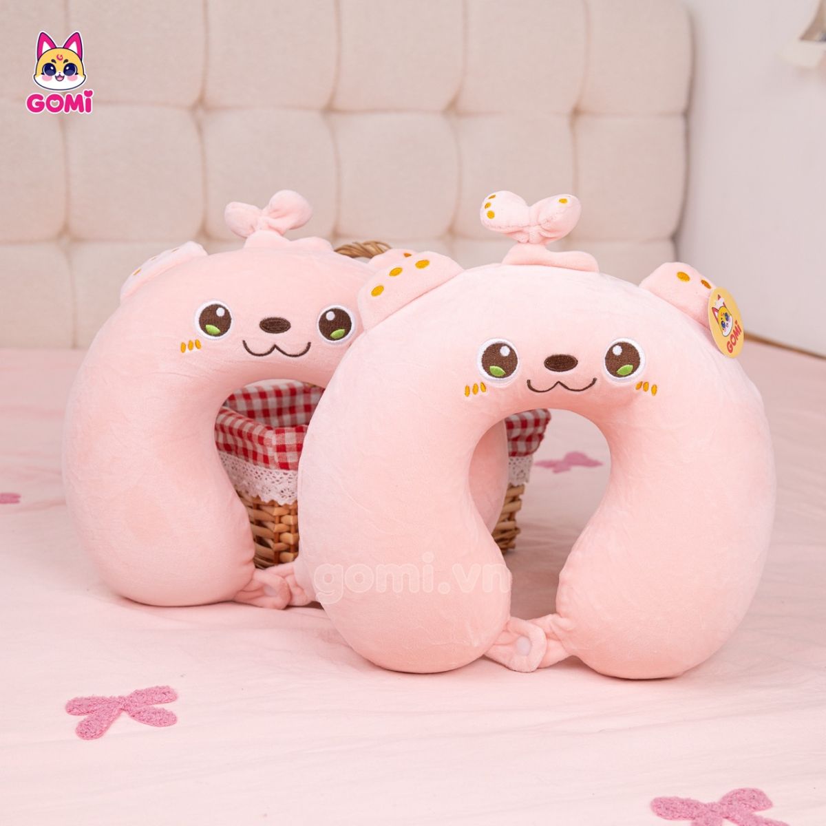 Gối Cổ Cao Su Non Thú Mắt Tròn