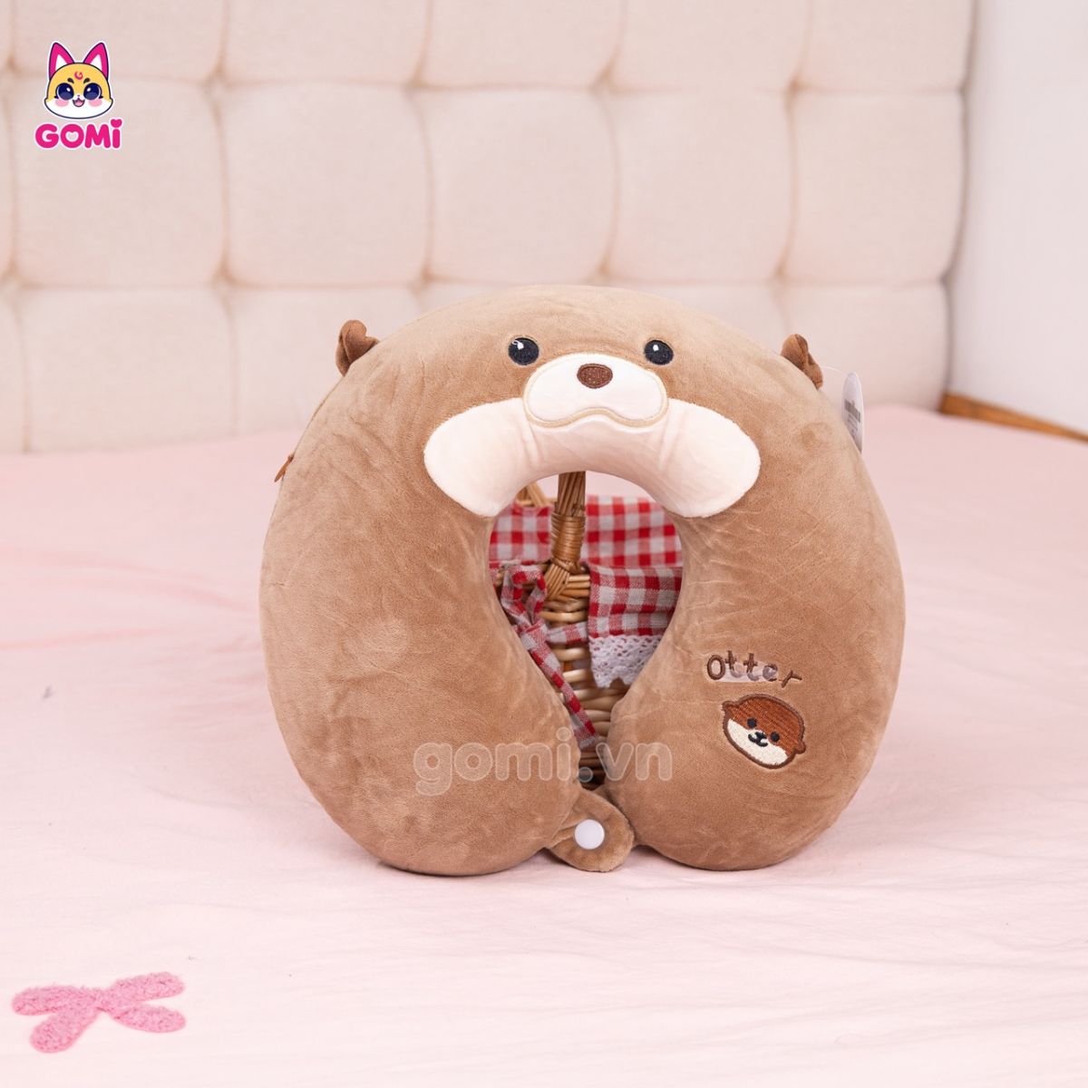Gối Cổ Cao Su Non Rái Cá Nâu