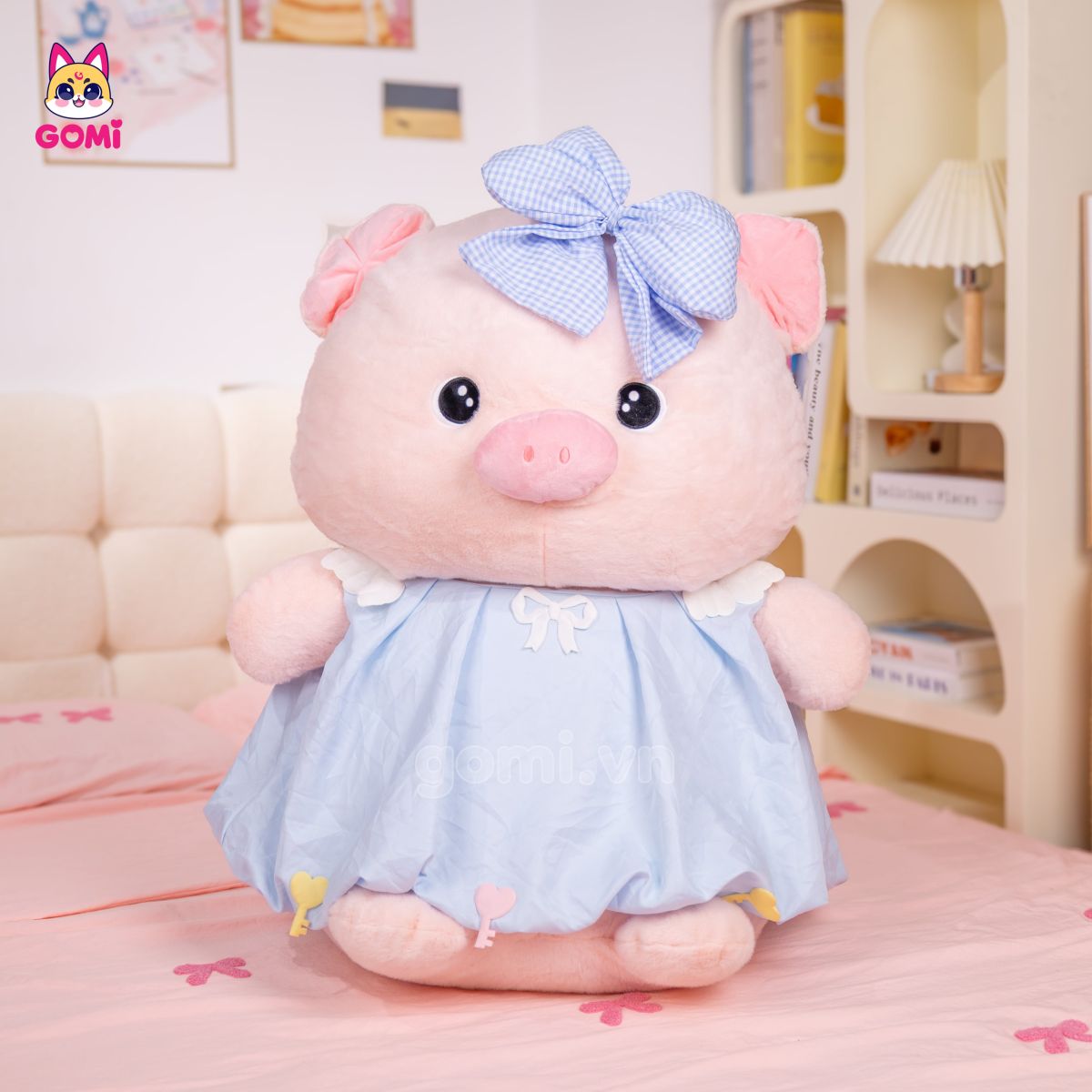 Gấu Bông Heo Hồng Váy Nơ