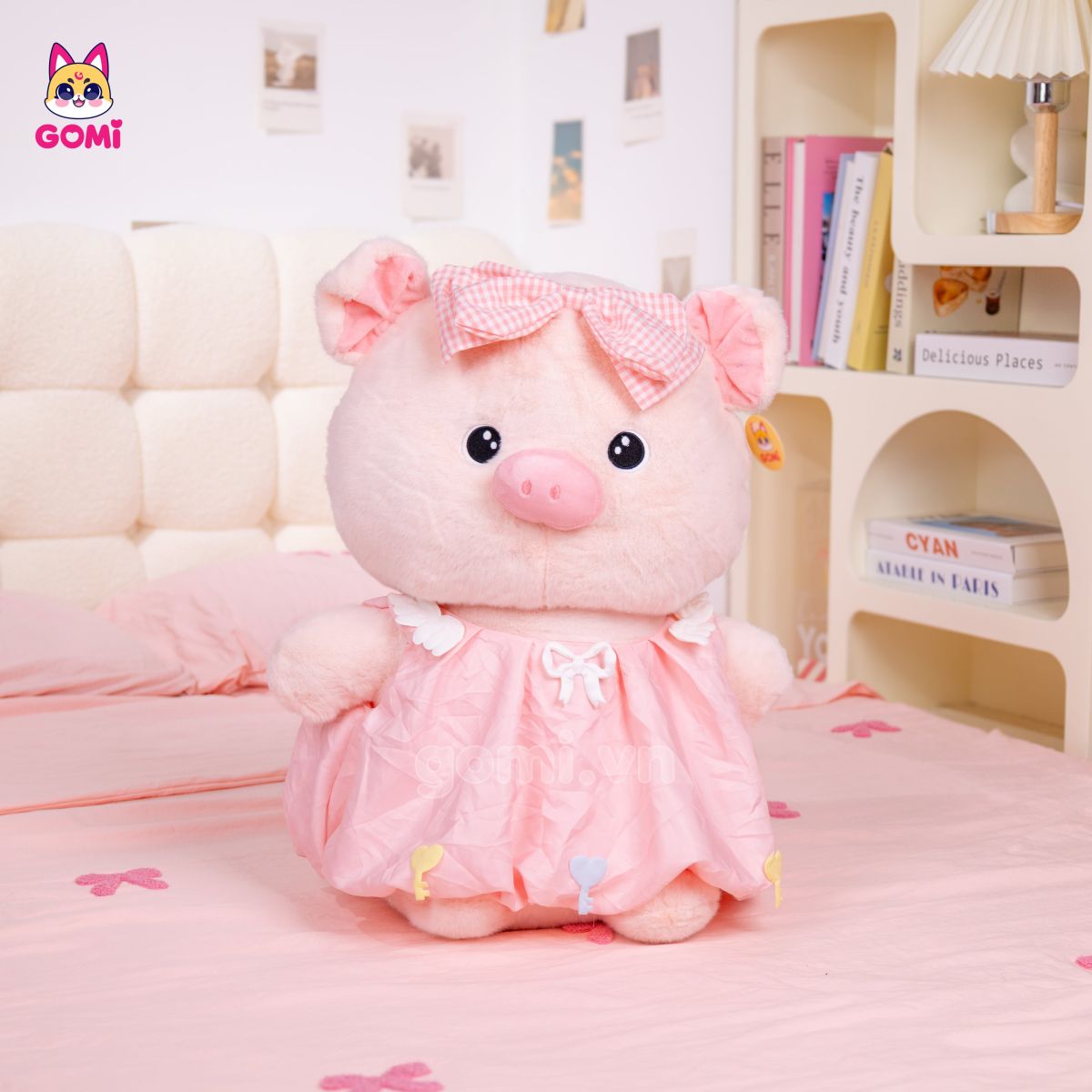 Gấu Bông Heo Hồng Váy Nơ