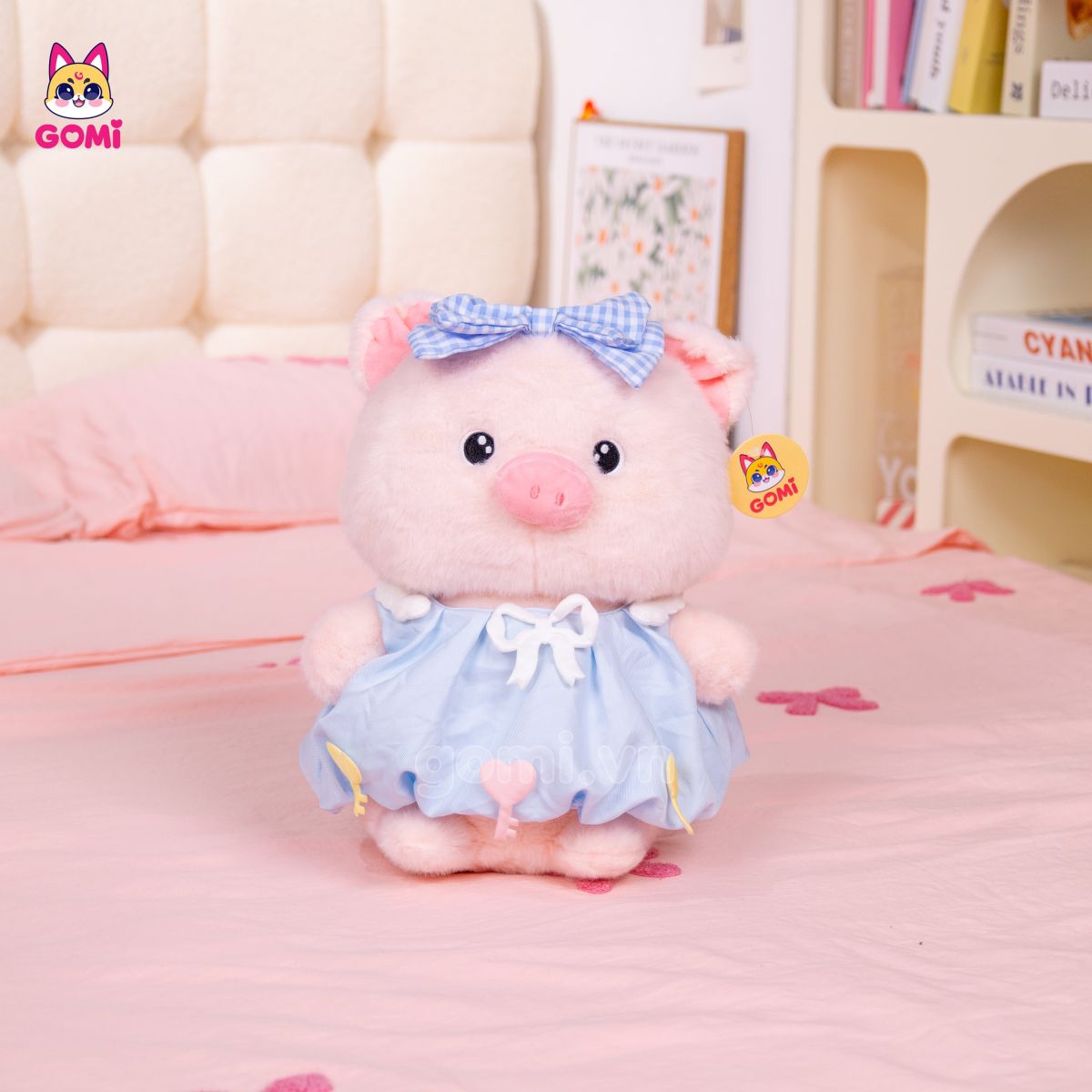Gấu Bông Heo Hồng Váy Nơ