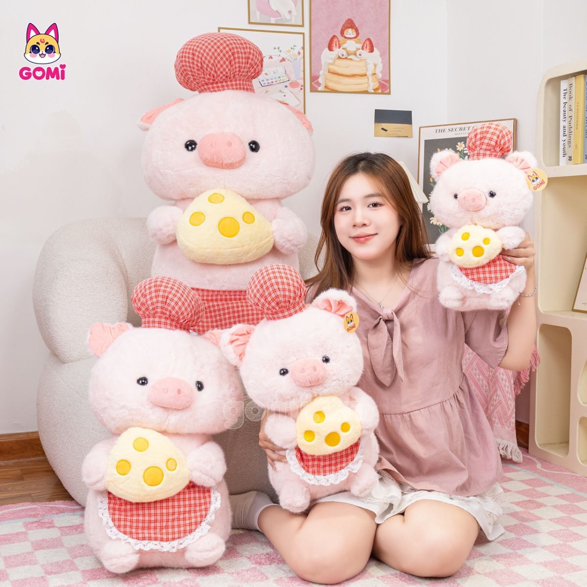 Gấu Bông Heo Lulu Ôm Phô Mai