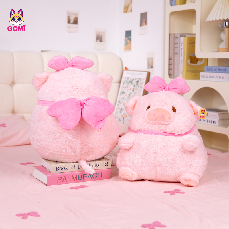 Gấu Bông Heo Lulu Đội Nơ Hồng