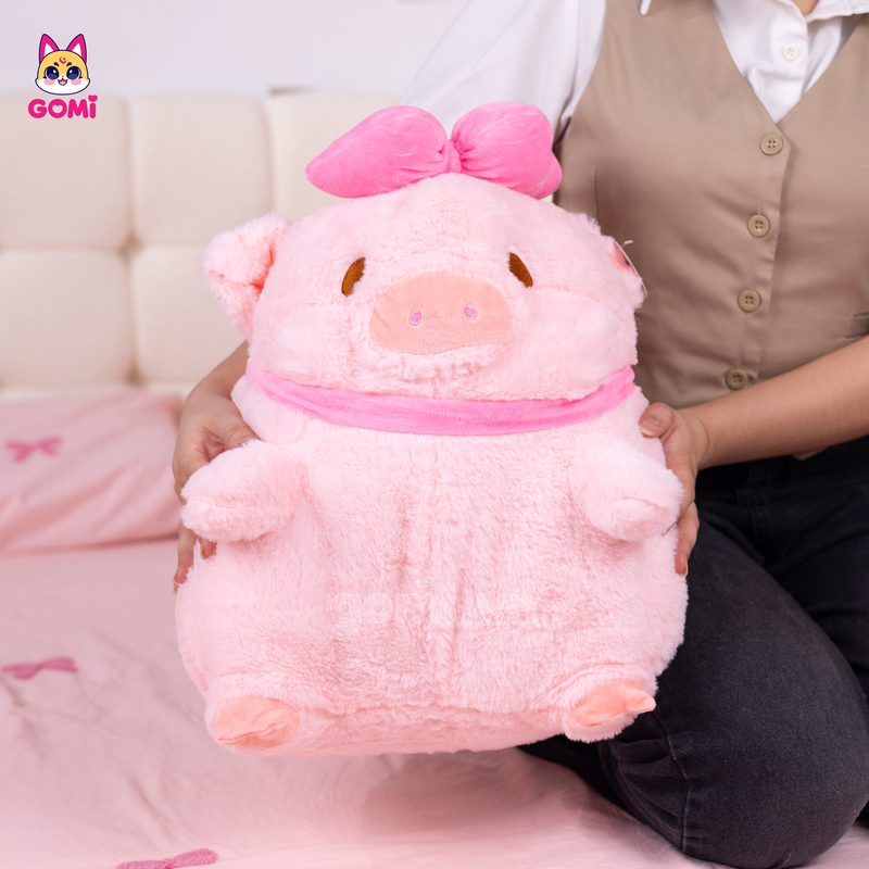 Gấu Bông Heo Lulu Đội Nơ Hồng