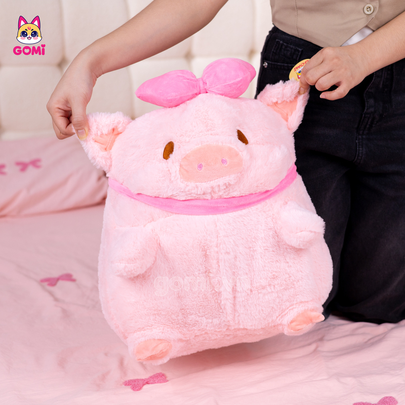 Gấu Bông Heo Lulu Đội Nơ Hồng