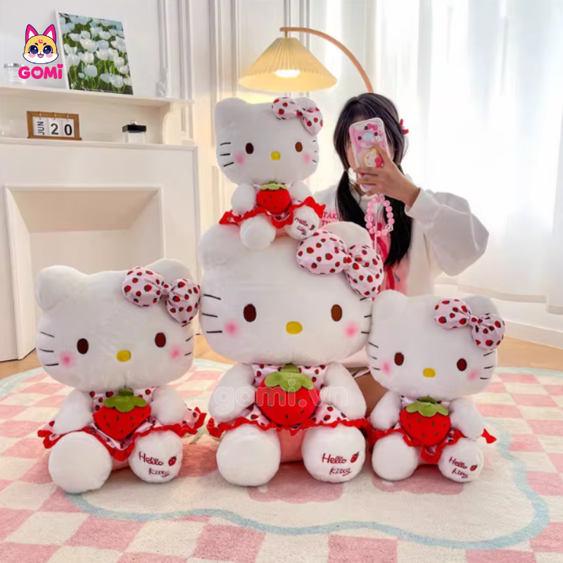 Gấu Bông Kitty Váy Dâu Ôm Dâu