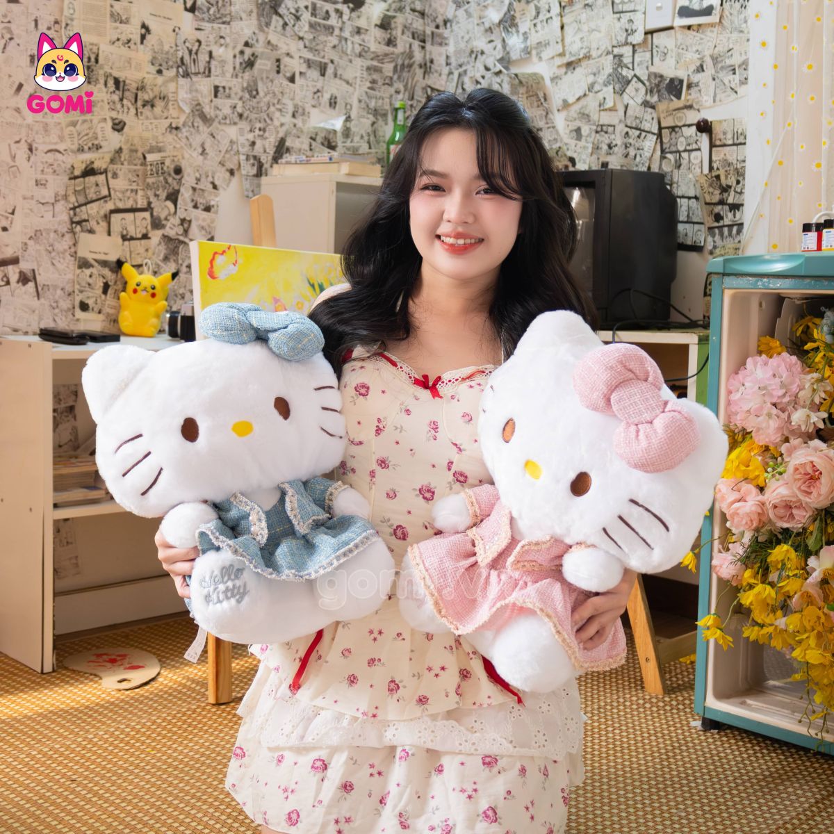 Gấu Bông Kitty Váy Đính Ngọc Trai