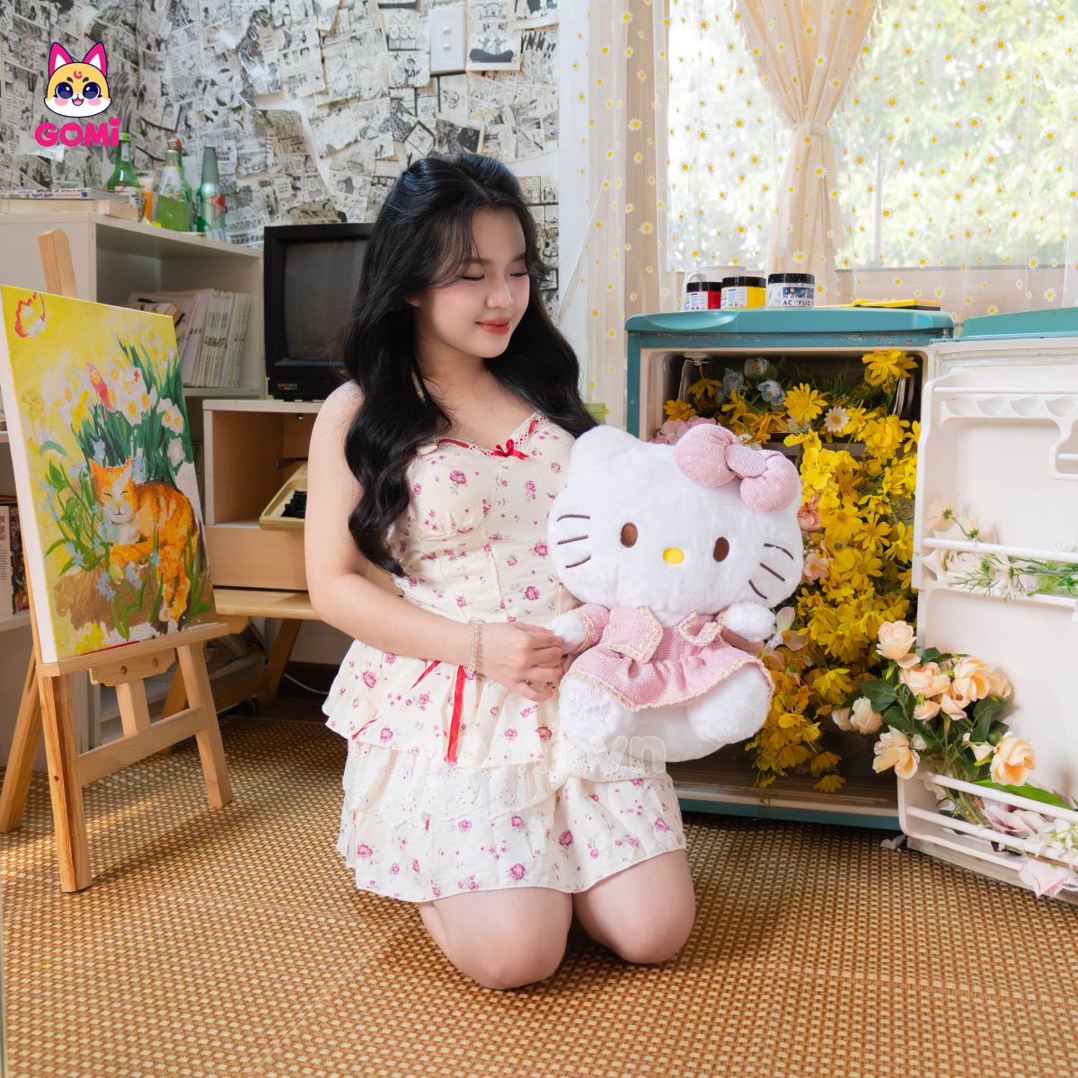 Gấu Bông Kitty Váy Đính Ngọc Trai