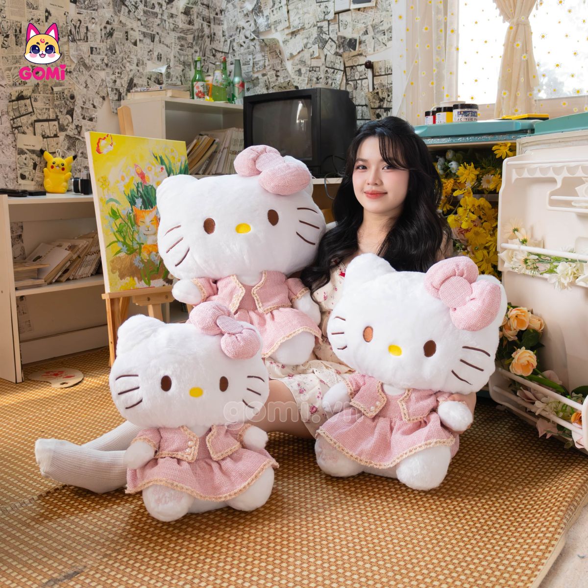 Gấu Bông Kitty Váy Đính Ngọc Trai
