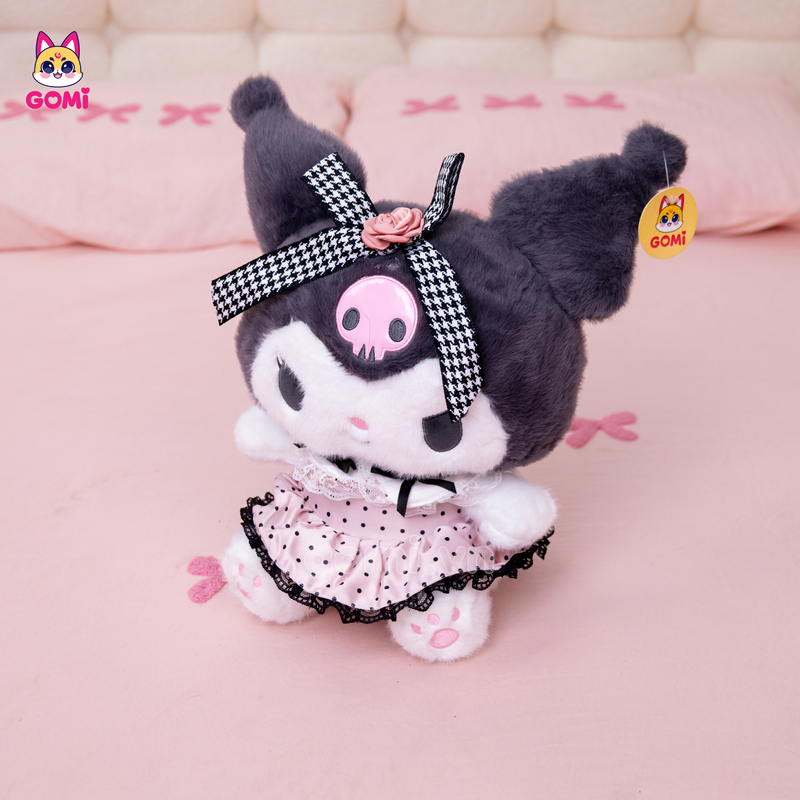 Gấu Bông Kuromi Váy Hồng Chấm Bi