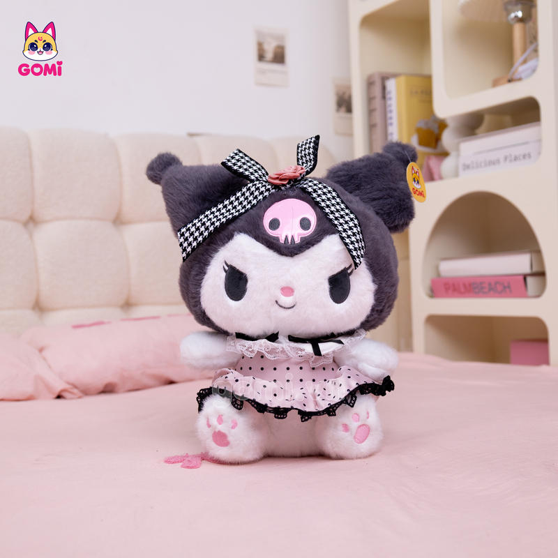 Gấu Bông Kuromi Váy Hồng Chấm Bi