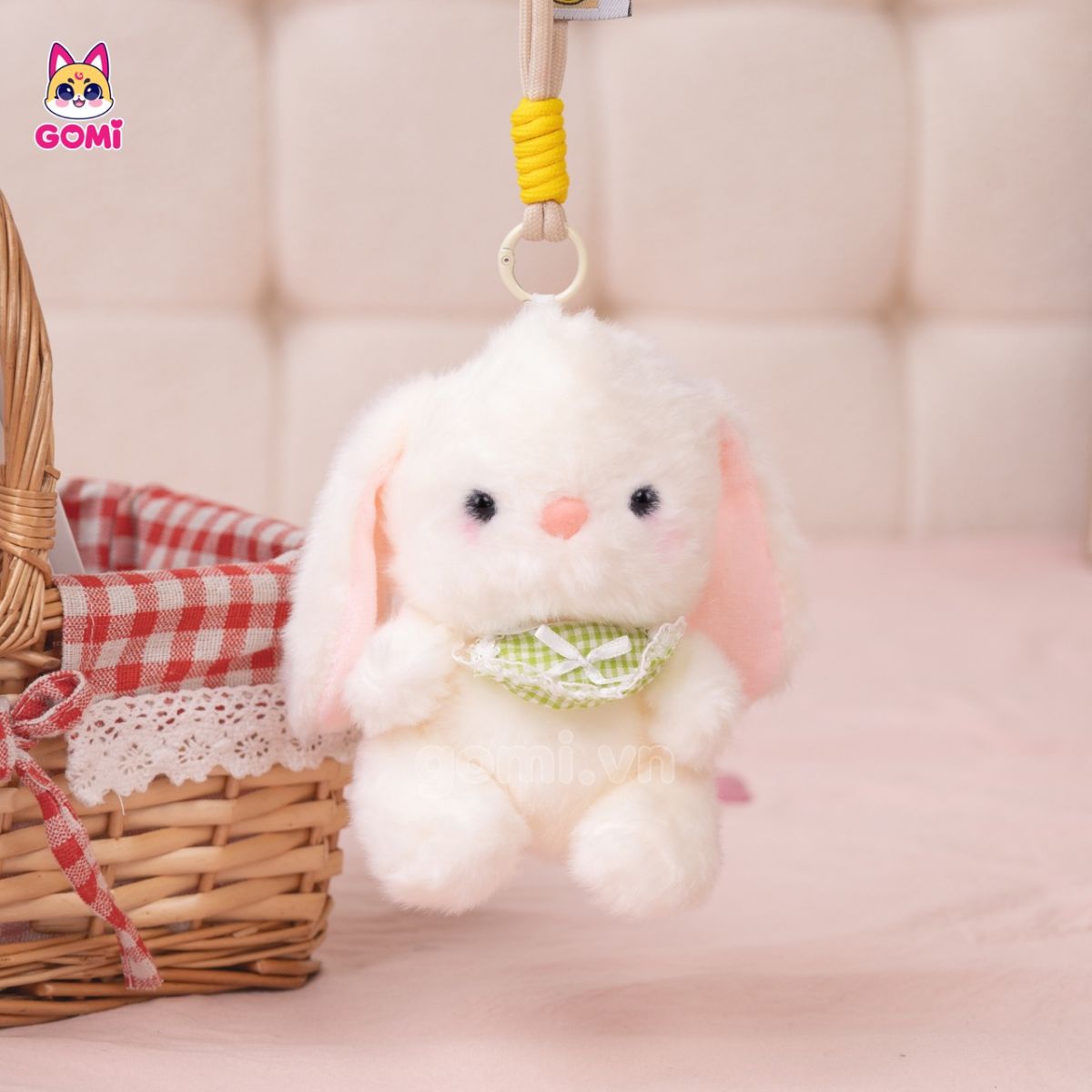 Móc Khoá Bộ 4 Thỏ Ngồi Nơ