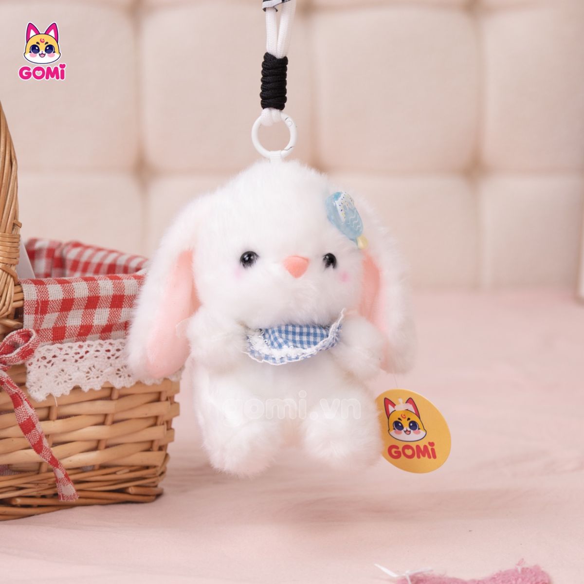 Móc Khoá Bộ 4 Thỏ Ngồi Nơ