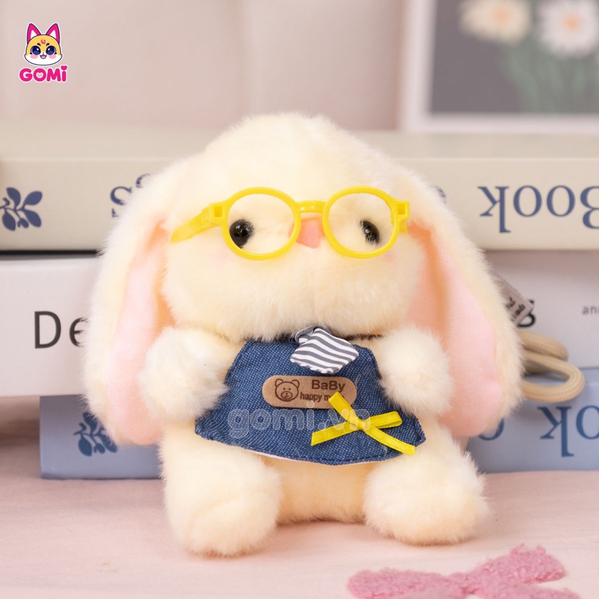 Móc Khoá Bộ 4 Thỏ Ngồi Nơ